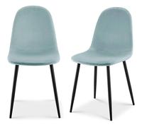VOGREX Set of 2 Blue Velvet Dining Chairs, Low Back Upholstered VOGREX Blue