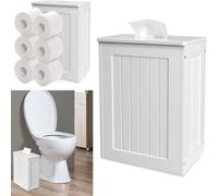 VOGREX Slimline Wooden Bathroom Storage Toilet Roll Paper Cabinet in White VOGREX White