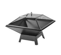 VOGREX SQUARE FIRE PIT GARDEN STEEL PATIO HEATER BRAZIER WOOD BURNER in Black VOGREX Black