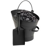 VOGREX Steel Coal Bucket Shovel Set Charcoal Ash Hod Scuttle Fireside in Black VOGREX Black