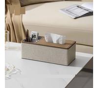 VOGREX Style 3 Wooden Tissue Box Dispenser Paper Storage Holder in Light Beige VOGREX Light Beige