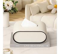 VOGREX Style 5 Wooden Tissue Box Dispenser Paper Storage Holder in Beige VOGREX Beige