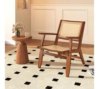 VOGREX Walnut Solid Bamboo Rattan Accent Chair in Brown VOGREX Brown