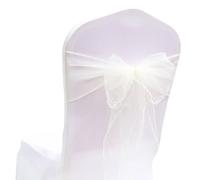 VOGREX White 25pcs Organza Sashes Chair Cover Fuller Bow Ribbon VOGREX White
