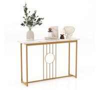VOGREX White Costway Faux Marble Top Entryway Console Table VOGREX White
