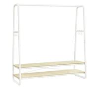 VOGREX White Open Wardrobe Clothes Rail with 2 Shelves & Side Hooks in Beige VOGREX Beige