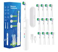 Vogrex White Toothbrush Electric Rechargeable Pro Rotating Brush Oral-B Heads Timer Modes Usb White One Size
