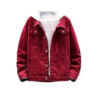 Vogrtcc Casual Men's Denim Jackets Slim Workwear Jackets Fashion Men's Jackets Red