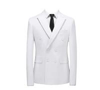 Vogrtcc Men Fashion Double Breasted Tuxedo Business Suit Slim Fit Casual Blazers White