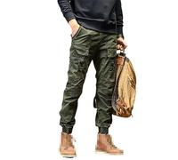 Vogrtcc Men Joggers Cargo Pants Casual Multi-Pocket Trousers Army EN8 M
