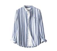 Vogrtcc Mens Cotton Striped Shirt Casual Long Sleeve Slim Fit Breathable Classic Shirts Sky Blue