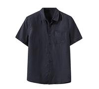 Vogrtcc Men's Dress Shirt Plus Size Business Casual Short Sleeved Shirt Black