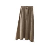 Vogrtcc Women's Long Wool Skirt Pocket A Skirt High Waist Slim Cashmere Knit A-Line Skirt