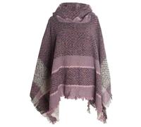 Vogrtcc Women's Patchwork Hooded Poncho Sweaters Lady Asymmetric Hem Batwing Sleeve Shawl Cape Cloak for Party