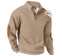 VOGSTART Men's Loose Fit Designer Sweater Summer Fall Shirts Classic Winter Retro Turtle Neck Fleece Trendy Basic Knitted Basic Knitted Winter Retro Pullover Khaki - Stripe XXL