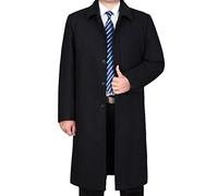 Vogstyle Men's Turn-Down Collar Casual Woolen Coat Winter Long Jacket Single Breasted Overcoat Style 2-Black M