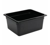 Vogue Polycarbonate 1/2 Gastronorm Container 150 mm Deep, Black, Capacity: 8.8 Litre, 1/2 GN Plastic Gastronorm Tray, Stackable - Fridge, Freezer & Dishwasher Safe - Lid Sold Separately, U460