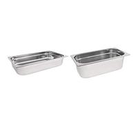 Vogue 12943 Stainless Steel 1/1 Gastronorm Pan 100mm, Silver Bundle with Vogue K933 Stainless Steel 1/3 Gastronorm Pan 3.7Ltr/100mm Deep Food Container, Silver