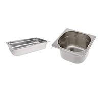 Vogue 12943 Stainless Steel 1/1 Gastronorm Pan 100mm, Silver & K991 Stainless Steel 1/6 Gastronorm Pan 100mm Deep Food Container Storage, Silver