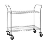 Vogue 2 Tier Wire Trolley in Chrome with Braked Castors - 910 x 457 x 960 mm