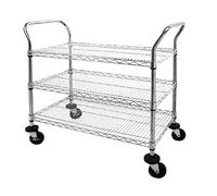 Vogue 3 tier Chrome Wire Trolley - 910x457x960mm 37 3/4x18x3 3/4"