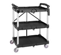 Vogue 3 Tier PP Folding Trolley Black - 835x645x405mm | Folds flat for compact, space-saving storage when not in use, with smooth-rolling castors for easy commercial mobility.