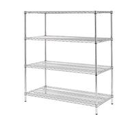 Vogue 4 Tier Wire Shelving Kit 1830x610 mm, Galvanised Zinc, Maximum Load: 340 kg, Size: 1853(H) x 1830(W) x 610(D) mm, Flat Packed Wire Shelves, U259