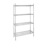 Vogue 4 Tier Wire Shelving Kit 915x460 mm, Galvanised Zinc, Maximum Load: 220 kg, Size: 1853(H) x 915(W) x 460(D)mm, Flat Packed Wire Shelves, L927
