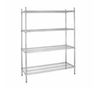 Vogue 4 Tier Wire Shelving Kit in Galvanised Zinc - 1525 x 460 mm