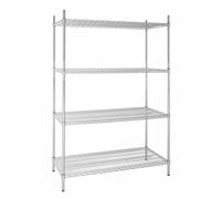 Vogue 4 Tier Wire Shelving Kits Made of Galvanised Zinc with ?lips - 1220X610mm