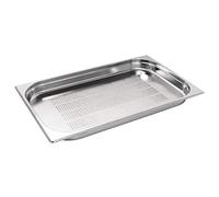 Vogue Stainless Steel Perforated Gastronorm Tray 1/1 GN, Silver, Capacity: 5.8 Litre, Depth: 40mm, Gastronorm Pan - Fridge, Freezer, Blast Chiller, Oven & Dishwasher Safe, K839