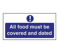 Vogue All Food Covered & Dated Sign - 200x100mm 8x4" (Self-Adhesive)