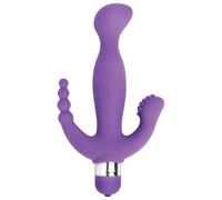 Vogue Amethyst Silicone Triple Stimulation Tool - 8" - Purple
