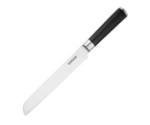 Vogue Bistro Bread Knife 20.5 cm, Black & Stainless Steel, Serrated Blade Length 205 mm, Rockwell Harness Rating 52°, Professional & Home Kitchen Use, FS681