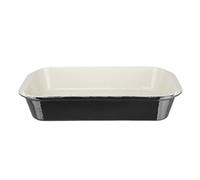 Vogue Large Cast Iron Roasting Dish 5 Litre, Black & Cream, Rectangular Enamelled Cast Iron, Size: 70(H) x 405(W) x 250(D)mm, Induction & All Hob Compatible, U572