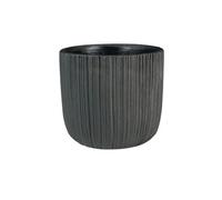 Vogue Black Linear Indoor Plant Pot - Ceramic. Large (H16 X W17 Cm)