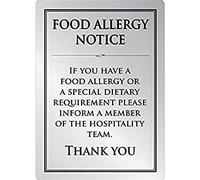 Vogue Brushed Steel Food Allergy Sign A4 - Ideal for Professional Kitchens, Restaurants, Catering GM816