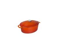 Vogue Cast Iron Oval Casserole Dish 6 Litre, Orange & Cream, Size: 125(H) x 230(W) x 305(D)mm, Enamelled Cast Iron, Induction & All Heat Source Compatible, GH312