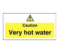 Vogue Caution Very Hot Water Sign - 100x200mm 4x8 (Self-Adhesive)