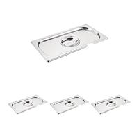 Vogue CB173 Stainless Steel 1/3 Gastronorm Notched Lid Cover Top Food Storage, Silver (Pack of 4)