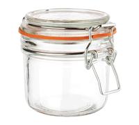 Vogue Clip Top Round Glass Jars - 200 ml (Pack of 6), Preserve Jars, Reusable J