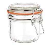 Vogue Clip Top Round Glass Jars - 200 ml (Pack of 6), Preserve Jars, Reusable Jam Jars, Airtight Food Storage, Kitchen Preserving and Pickling, Spice or Herb Containers, GH328