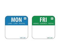 Vogue Colour Coded Food Labels Friday Green - (Roll 1000) & Vogue Colour Coded Food Labels Monday Blue - (Roll 1000)