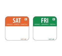 Vogue Colour Coded Food Labels Friday Green - (Roll 1000) & Vogue Colour Coded Food Labels Saturday Orange - (Roll 1000)