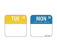 Vogue Colour Coded Food Labels Monday Blue - (Roll 1000) & Vogue Colour Coded Food Labels Tuesday Yellow - (Roll 1000)