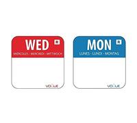 Vogue Colour Coded Food Labels Monday Blue - (Roll 1000) & Vogue Colour Coded Food Labels Wednesday Red - (Roll 1000)