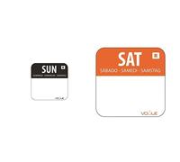 Vogue Colour Coded Food Labels Saturday Orange - (Roll 1000) & Vogue Colour Coded Food Labels Sunday Black - (Roll 1000)