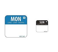Vogue Colour Coded Food Labels Sunday Black - (Roll 1000) & Vogue Colour Coded Food Labels Monday Blue - (Roll 1000)