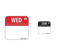 Vogue Colour Coded Food Labels Sunday Black - (Roll 1000) & Vogue Colour Coded Food Labels Wednesday Red - (Roll 1000)