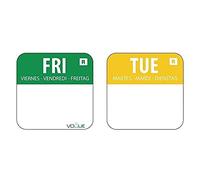 Vogue Colour Coded Food Labels Tuesday Yellow - (Roll 1000) & Vogue Colour Coded Food Labels Friday Green - (Roll 1000)